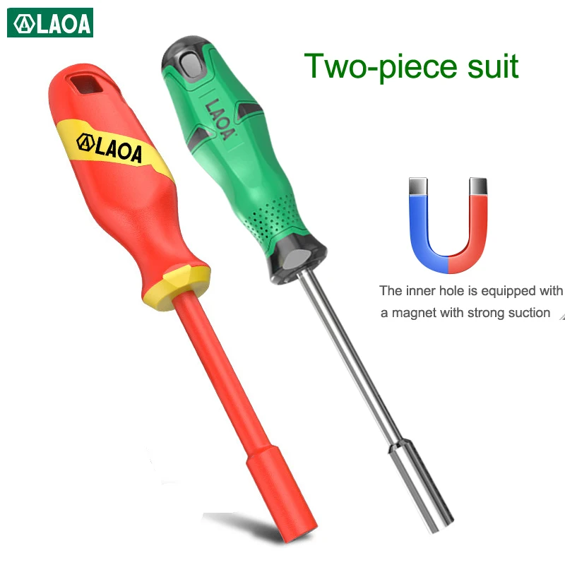 LAOA two-color injection-molded screwdriver handle, multi-function hexagonal socket wrench, screwdriver, special for electricia