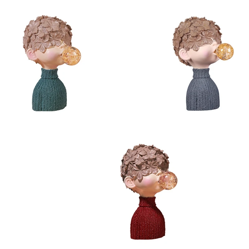 Estatua de chicle de cristal para niño, escultura de resina, busto decorativo para el hogar, adornos de mesa, decoración para gabinete de TV