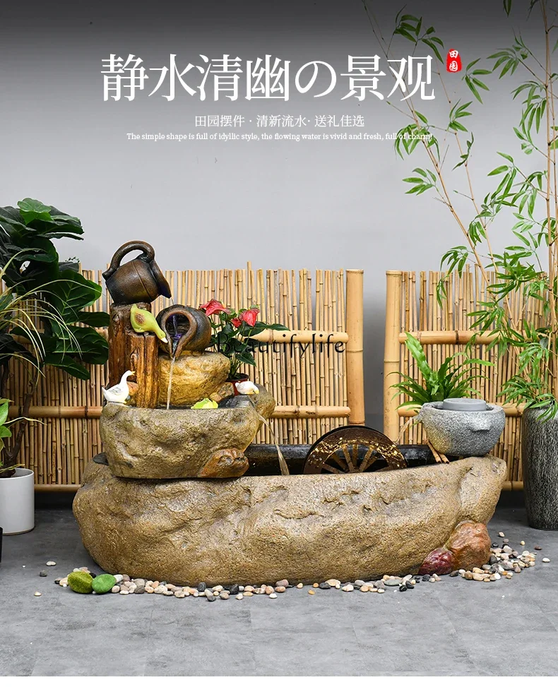 Garden fish pond flowing water ornament circulating water outdoor fountain waterscape layout