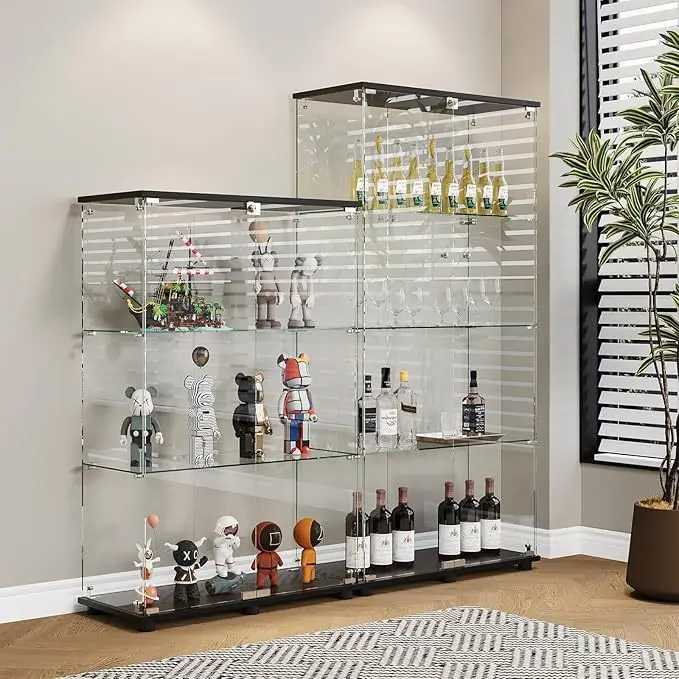 خزانة عرض بباب مزدوج وقفل مكونة من 3 طبقات، ورف كتب من الأرض إلى السقف مقاس 5 مم #3