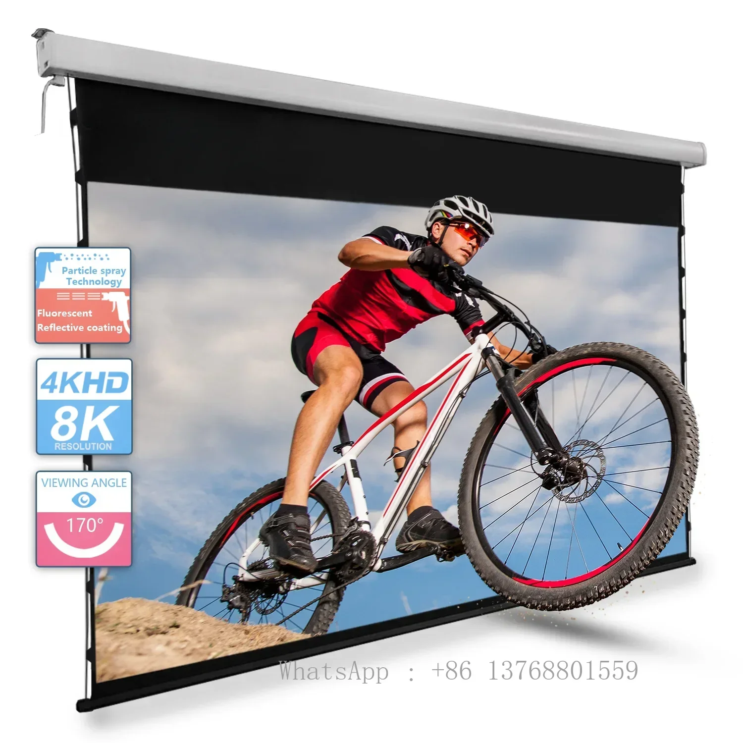 Large Motorized Intelligent Electric Projection Screen For Commercial Projector