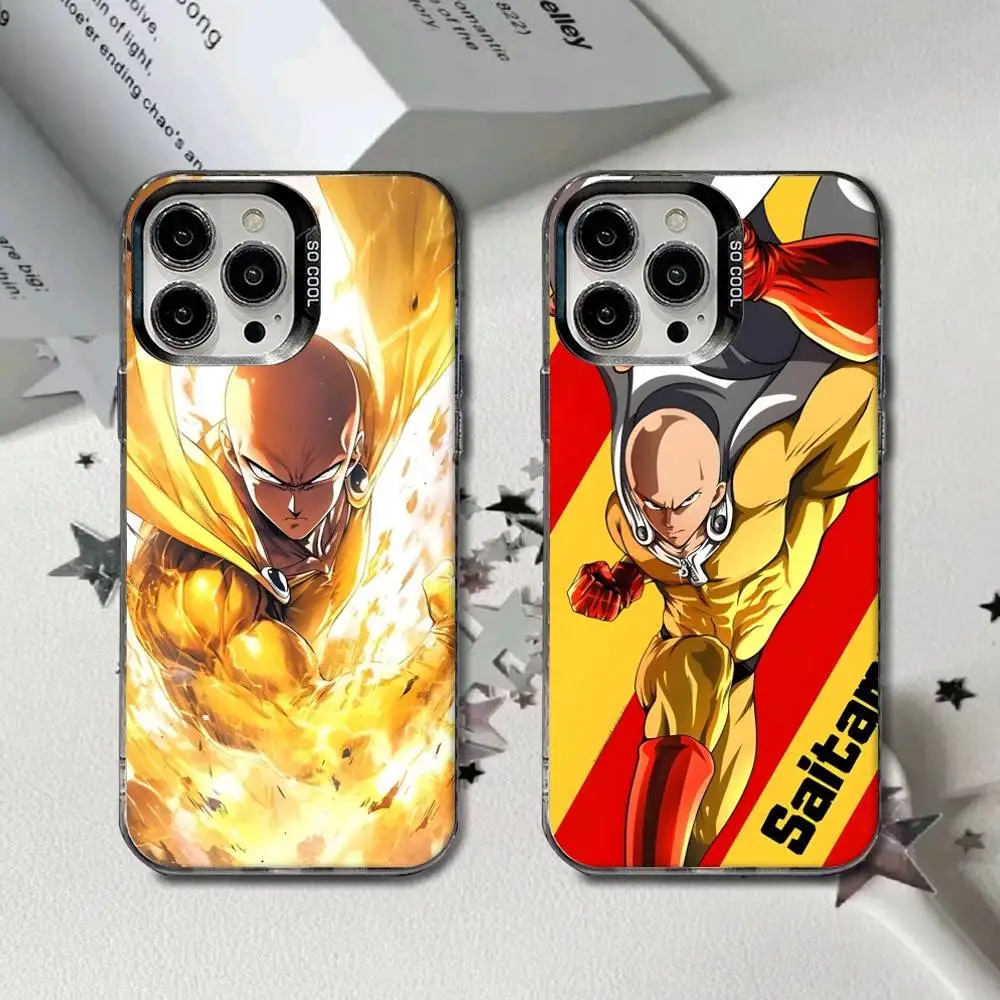 

One Punch Man Saitama Phone Case For iPhone 16,15,14,13,12,11,8,7,Pro,Max,Plus,Mini,XS,SE Anti Fall Black Matte Hard