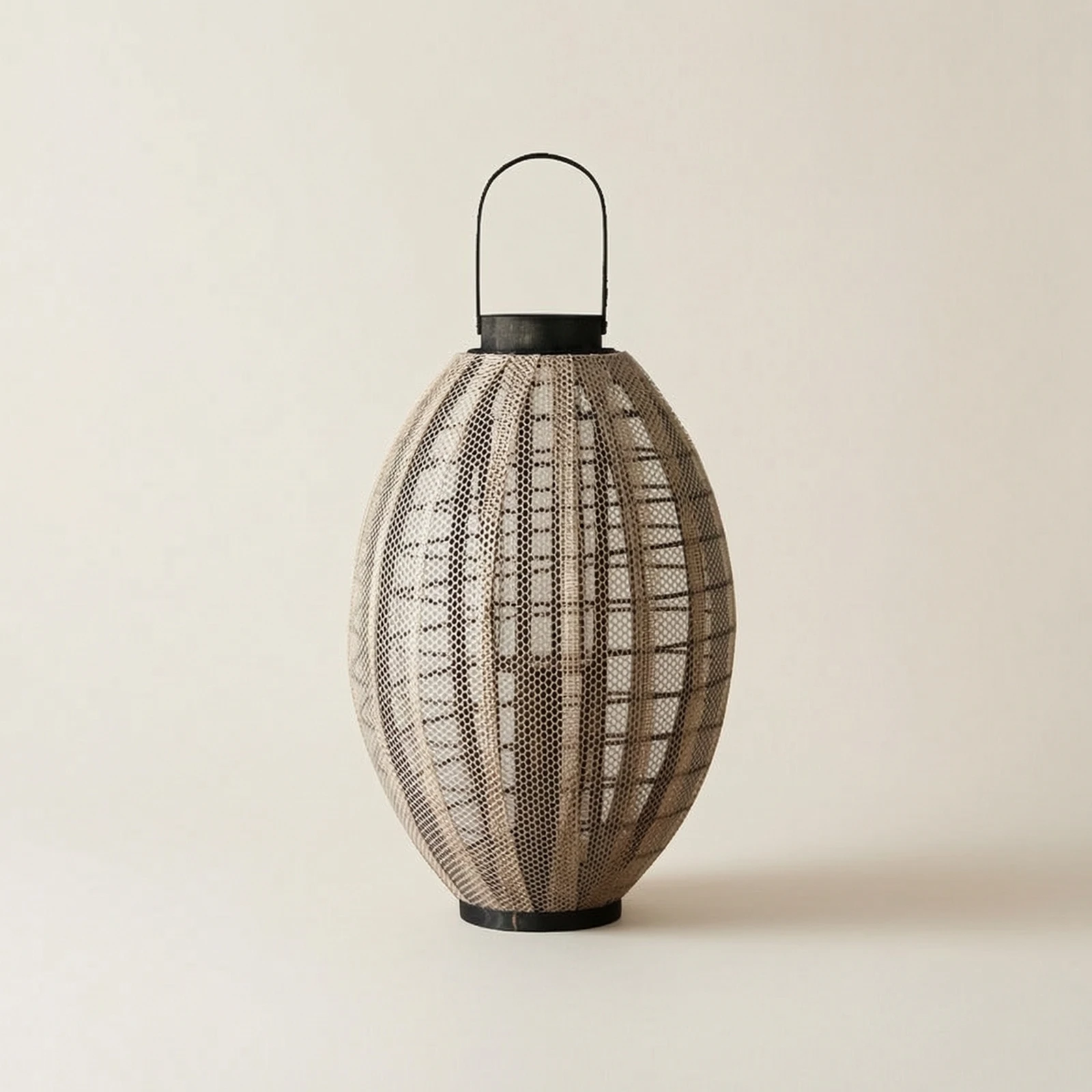 Woven Floor Lantern Decorative Standing Lantern with Handle Mesh Floor Lamp Ambient Accent Light Warm for Entryway, Lounge