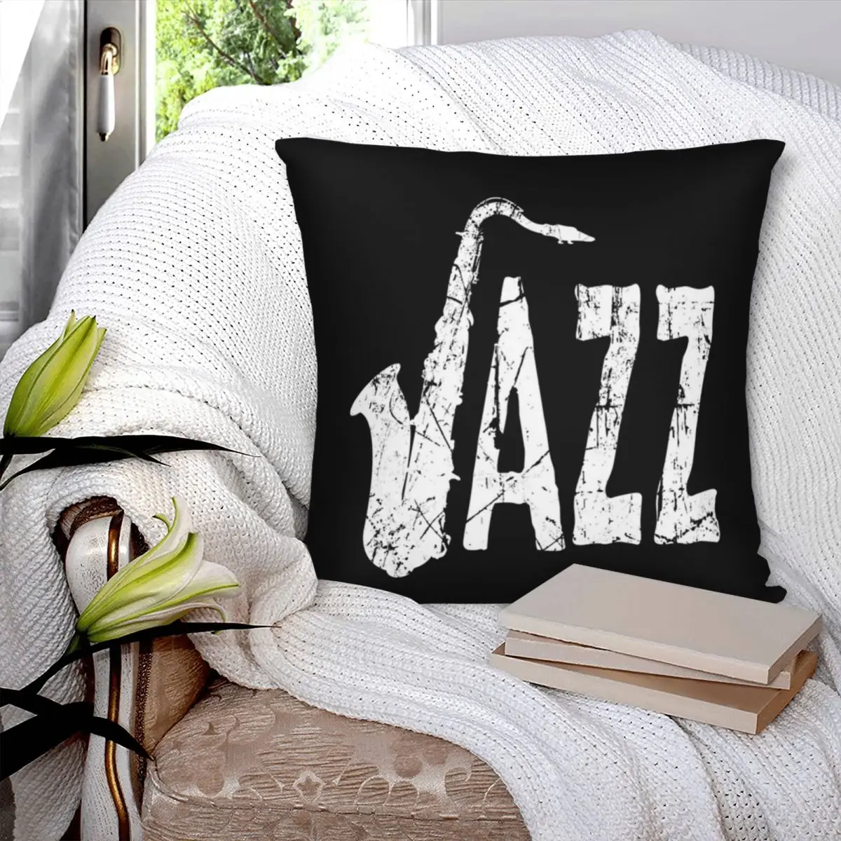 Jazz Pullover Hoodie Square Pillowcase Polyester Pillow Cover Velvet Cushion Decor Comfort Throw Pillow For Home Living Room