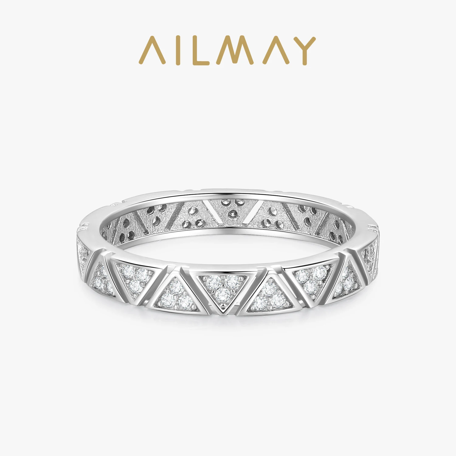 Ailmay 100% 925 Sterling Silver Fine triangle Geometric Stackable Design Stud Rings For Women Wedding Statement Fine Jewelry