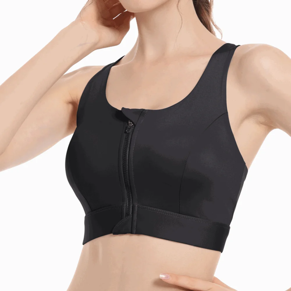 

Basic High Impact Front Zipper Sports Bra One-pad Anti-sagging Yoga Underwear Zipper Slim Fit Shockproof Brassiere Female
