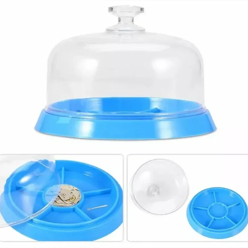 6 فتحات غطاء ورقة الغبار مع صينية ساعة حركة صندوق عرض بسيط أدوات المجوهرات قطع الغيار حامي أدوات إصلاح الساعاتي