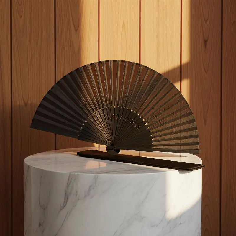 Vintage Black Folding Hand Fan Portable Handheld Fan For Summer Wedding Party Dance Home Decor