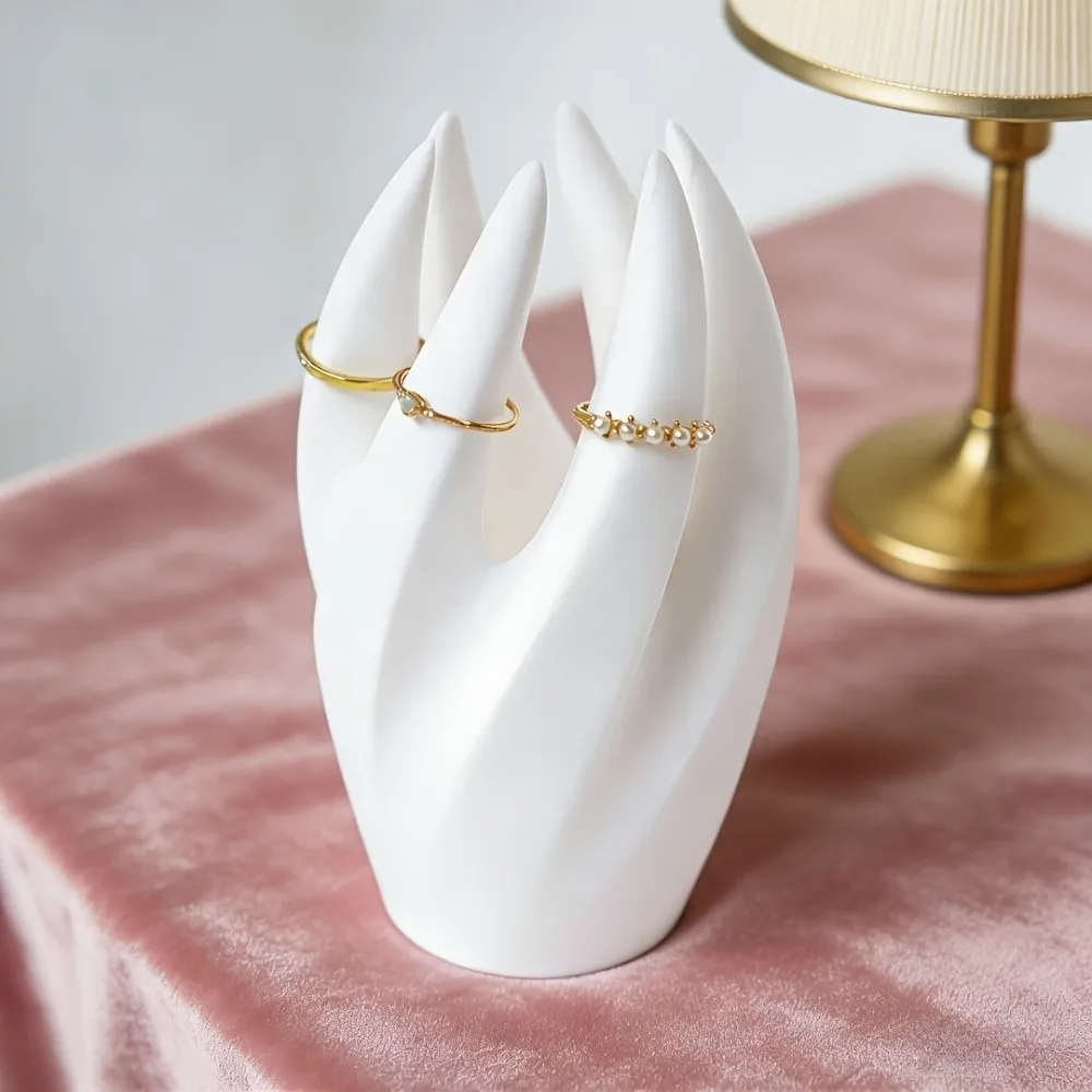 

Finger-Shaped Ring Storage Stand Creative 3D Printed Jewelry Display Stand Ornaments Simple Desktop Decoration Dressing Table