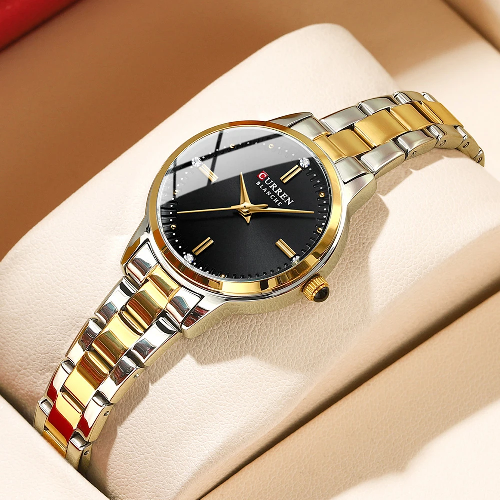 CURREN Women's Watches Fashion Original Quartz Wrist Watch for Ladies Roman Dial Dazzling Diamond Waterproof Luminous Luxury New