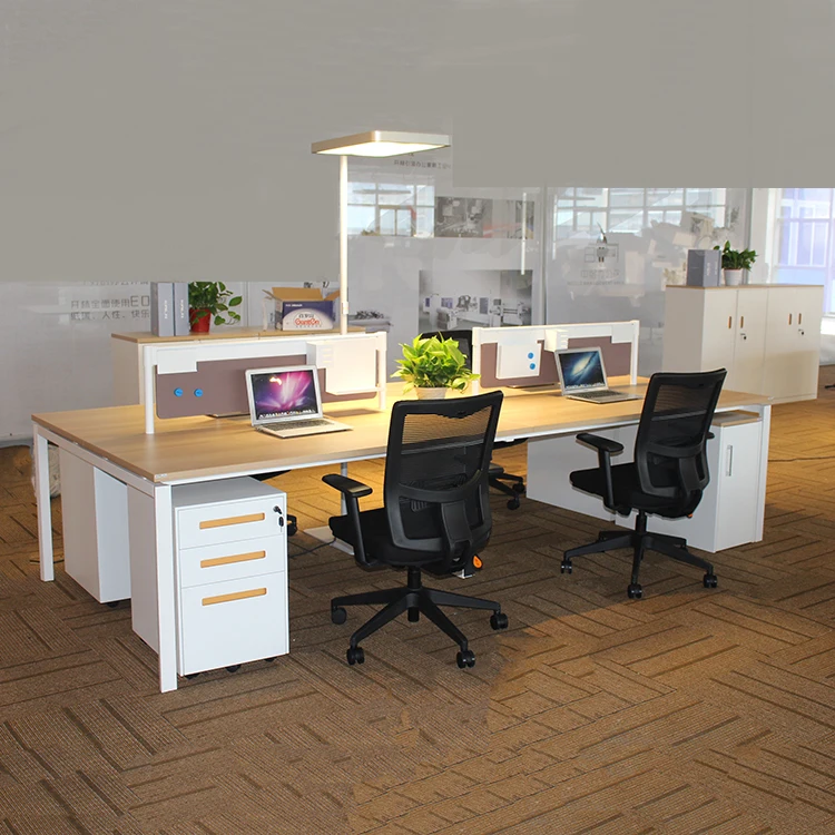 Modern Commercial Office Desk Metal Frame Benching Staff Work Station Table With Screen Divider