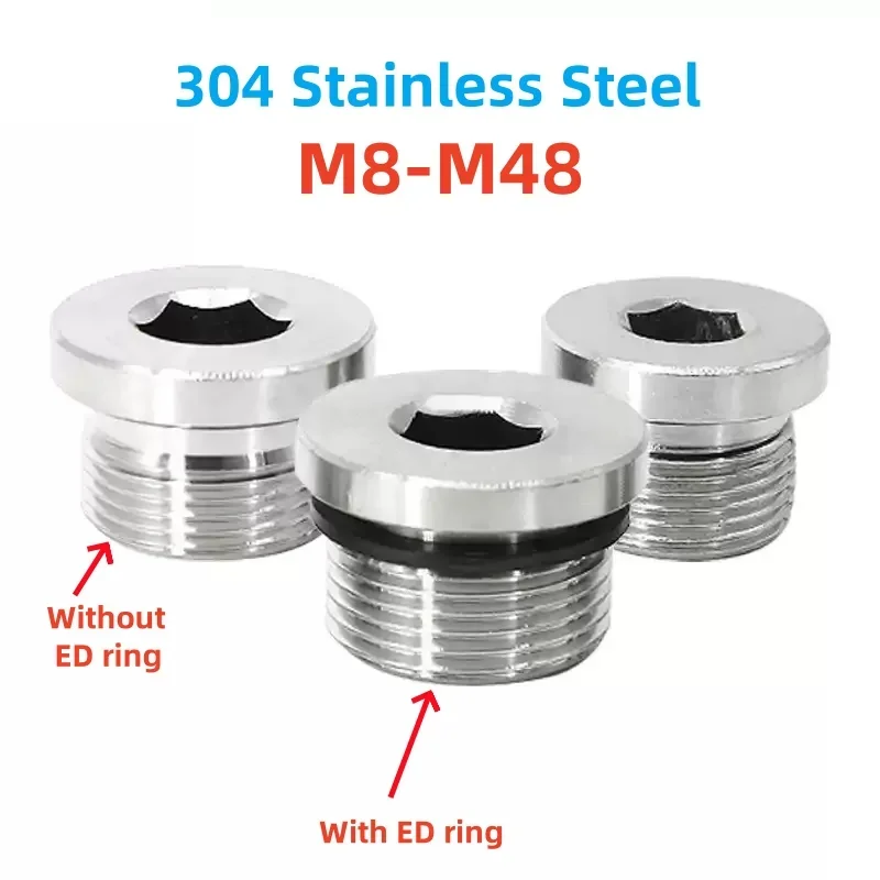 

M8 M10 M12 M14 M16~M48 304 Stainless Steel Hexagonal Flange Plug Dull Head Oil Plug ED Sealing Ring Thread Metric Male
