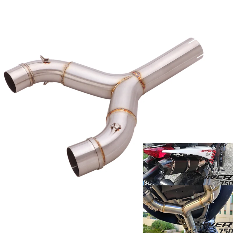 

For Aprilia SHIVER 750 750GT 2008-2017 Motorcycle Exhaust Middle Connect Link Tube Stainless Steel Slip On Muffler Double Exit