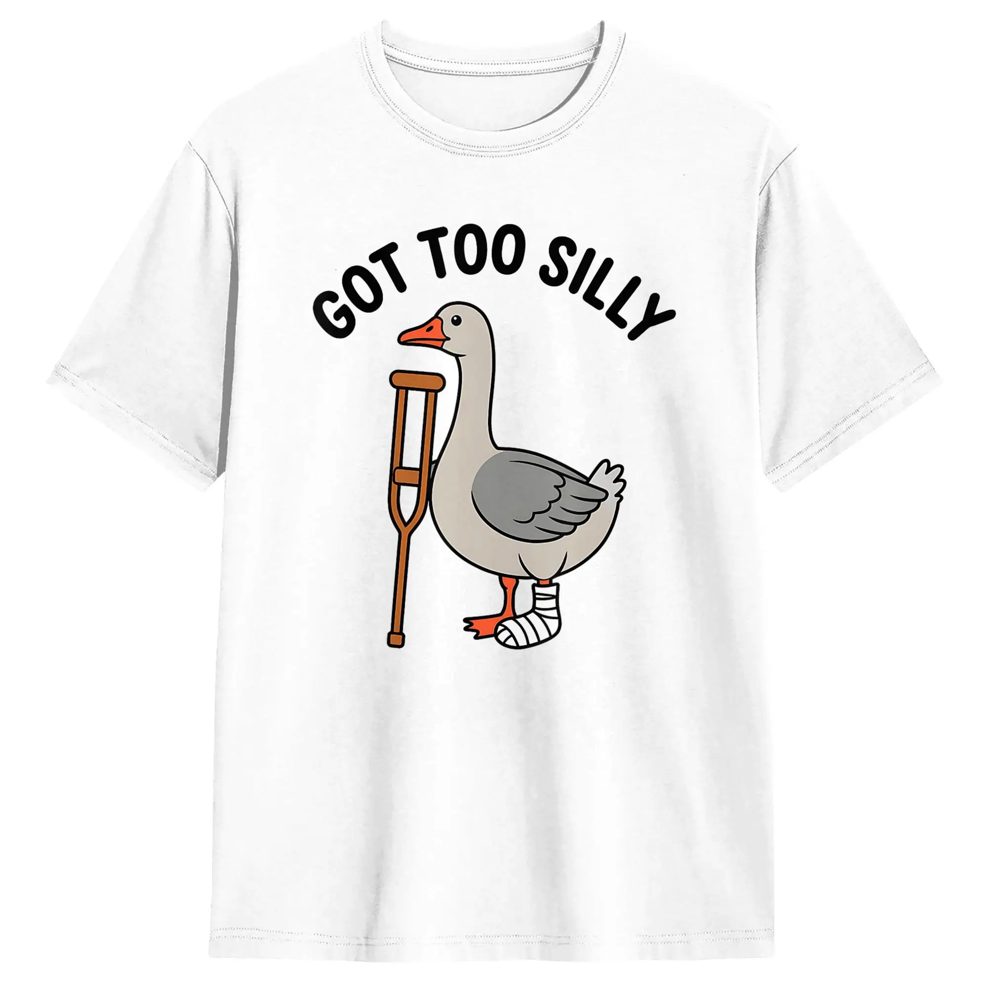 2027 Summer Men's Fun Goose Letter Printed Adult 100% Cotton Round Neck T-shirt Cool Neutral Soft Breathable Short Sleeve