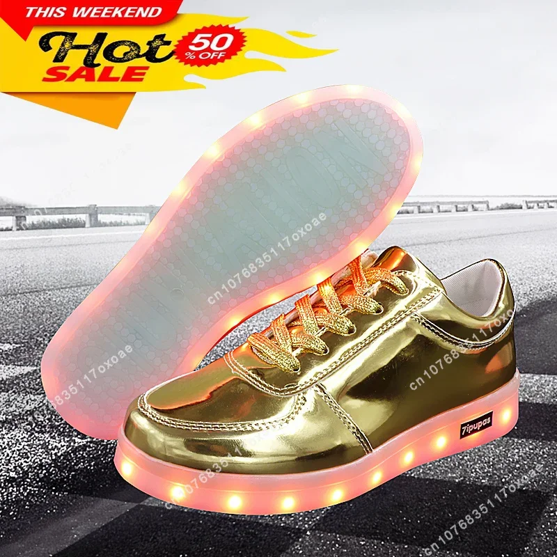 Trump Shoes Homme Luminous Sneakers Boys Girls Chaussures Lumineuse 11 Colors Gold Led Glowing Casual Sneaker Unisex 30-44