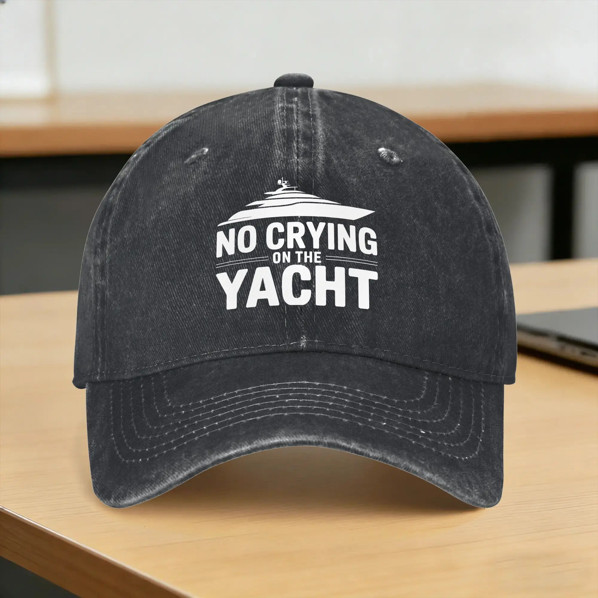 Summer No Crying On The Yacht Funny Sarcastic First World Problem Baseball Cap Sun  Dropshipping Custom Logo Washed Trucker Hat