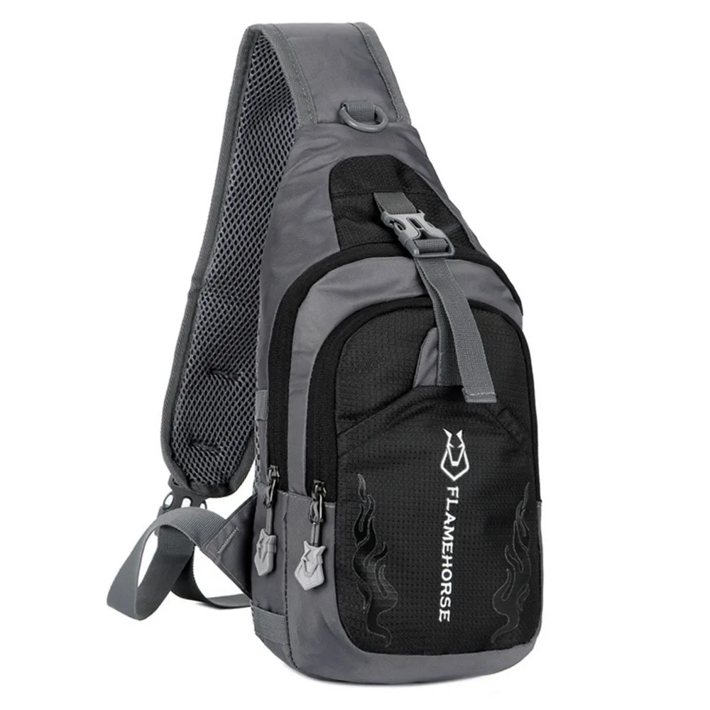 Compact 6.7 * 1.8 * 14.2in Chest Bag Black/Green Sling Backpack Daypack Travel