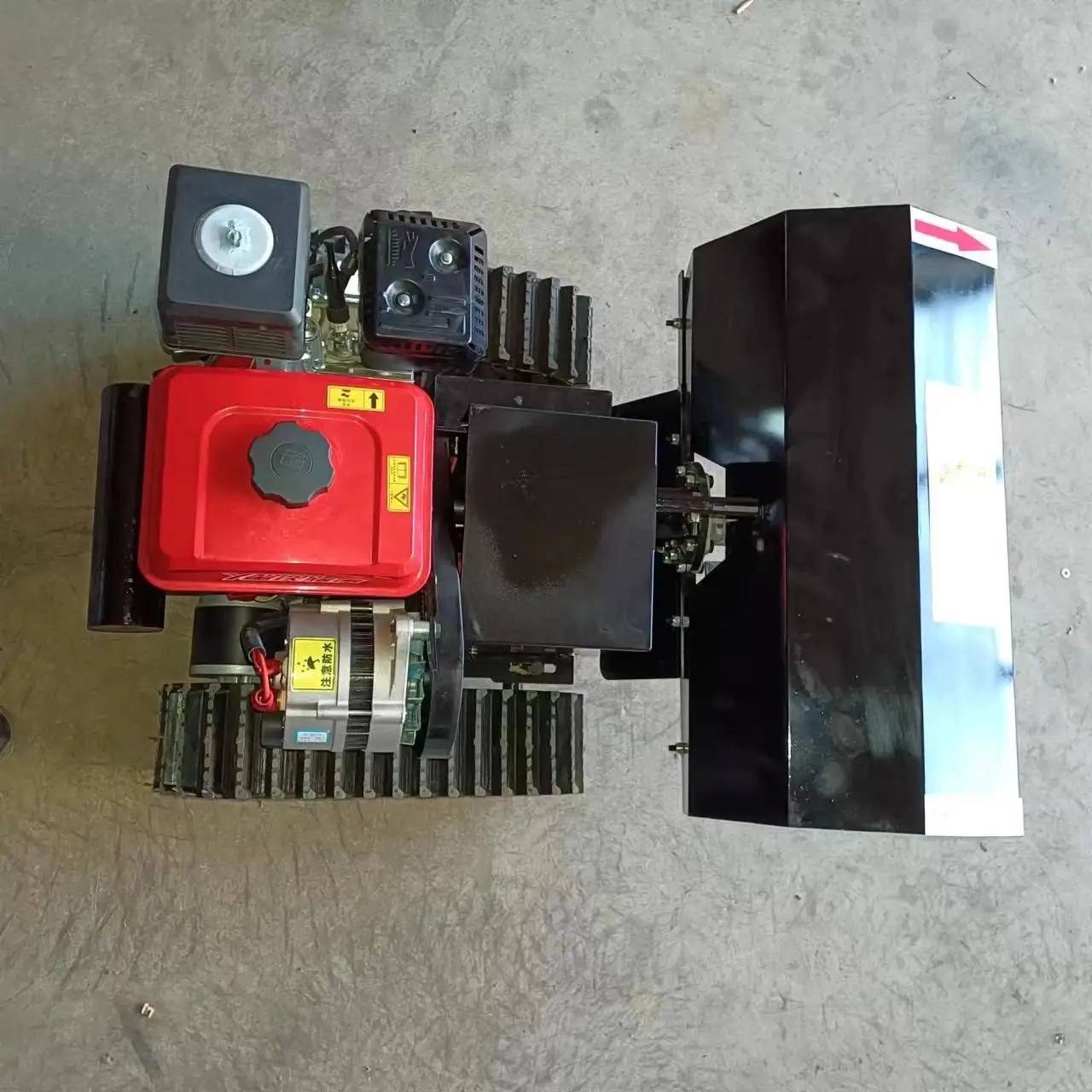 Power Agricultural Farming Rotavator Rotary Tiller Crawler Tractor Mini Crawler Cultivator Remote Control Tillage Machine