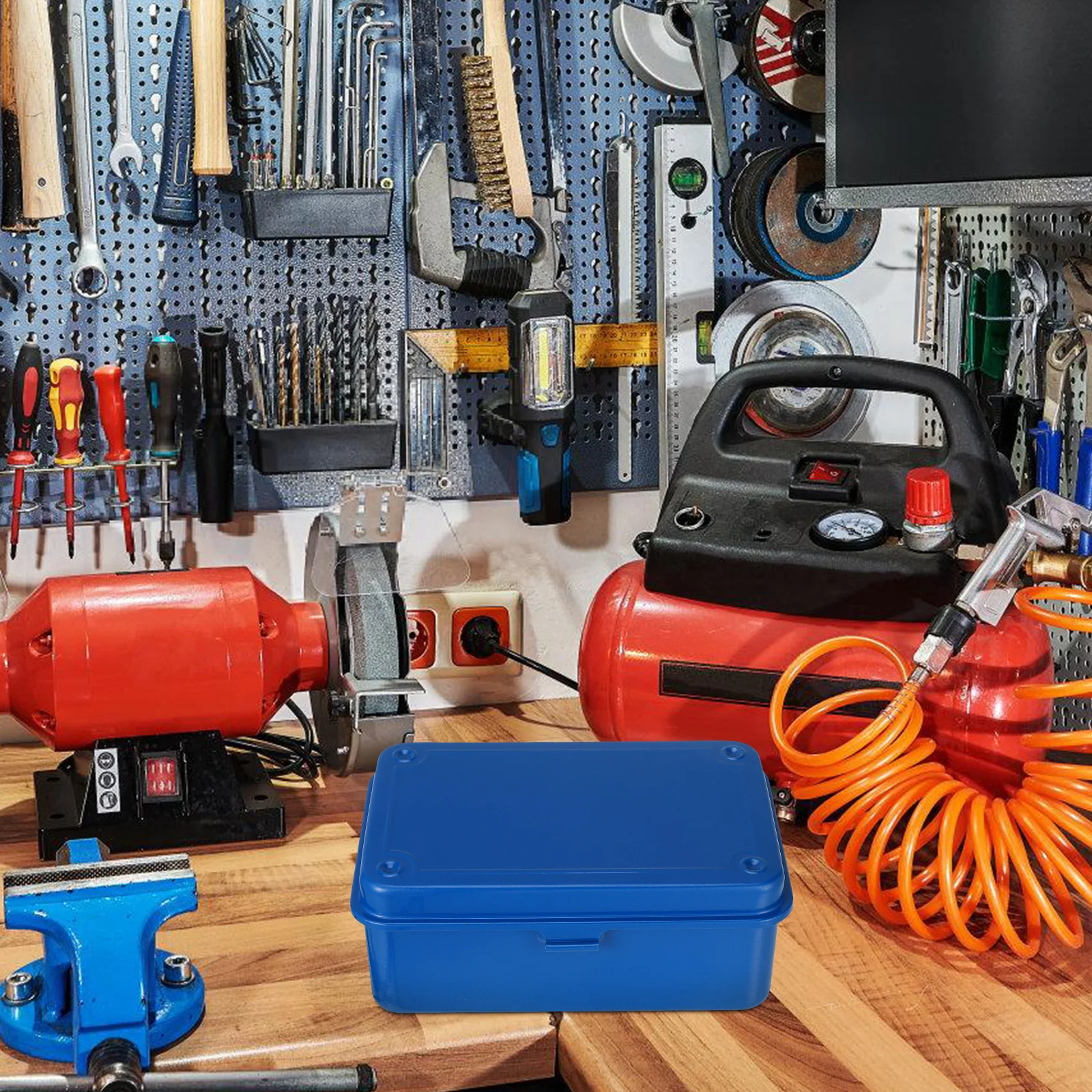 

Tool Storage Metal Toolbox Repair Mini Iron Portable Sturdy Small Metal Toolbox Chest Compact Vintage Home Car Hardware