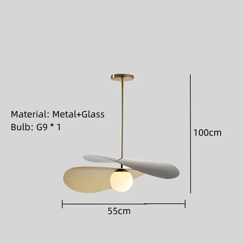 Noordse metalen witte glazen hanglamp, moderne hoedkroonluchter voor eetkamer, woonkamer, slaapkamer, kunstzinnige hanglamp.