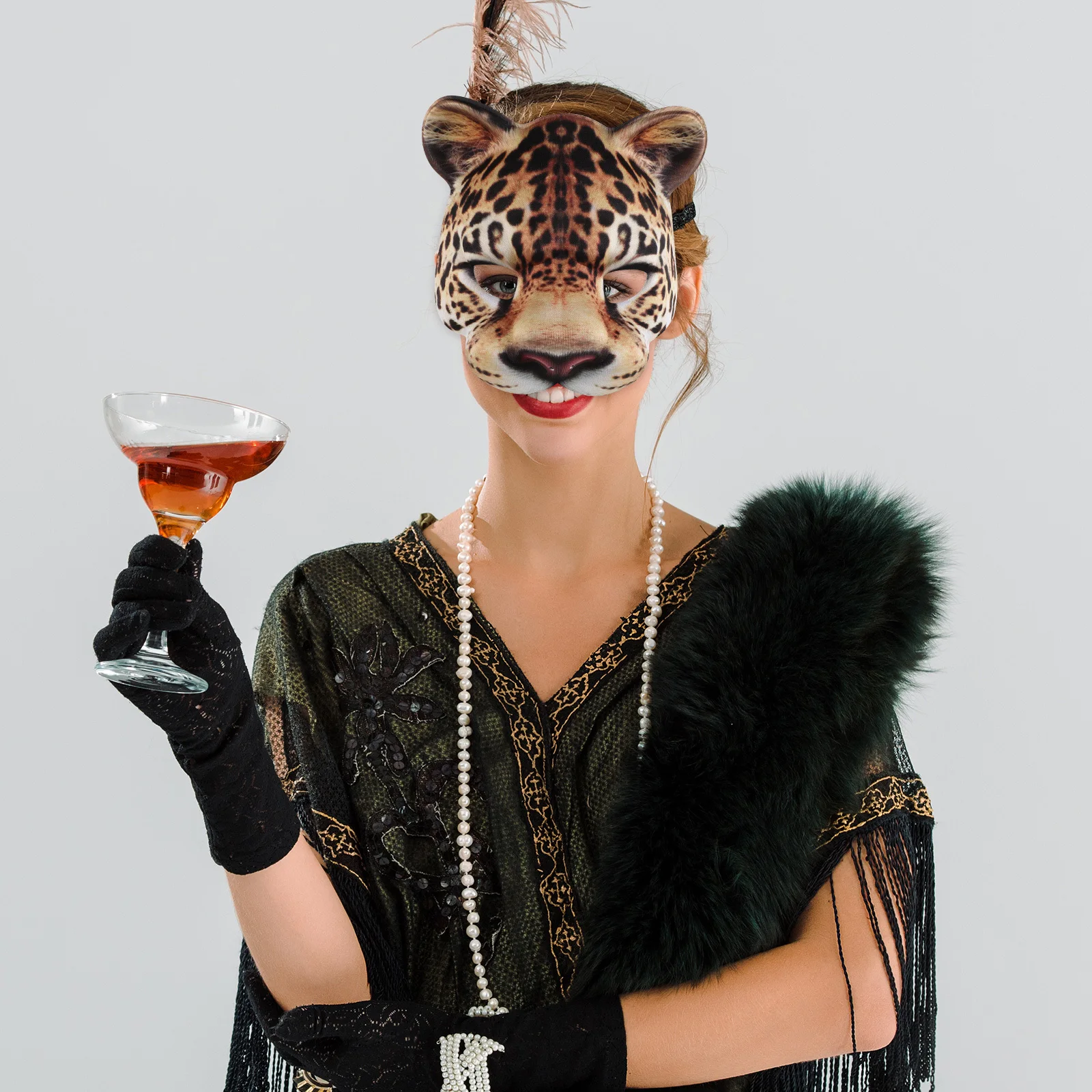 

1pc Leopard Mask Funny Halloween Party Masquerade Ball Creative Animal Mask For Cosplay Costume Role Play Decorative