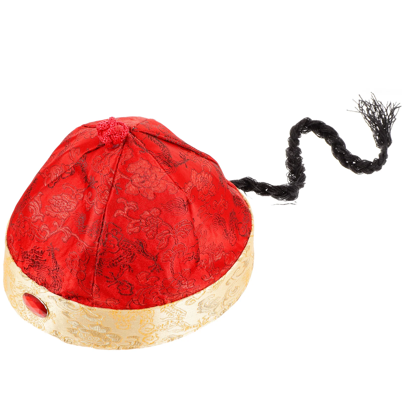 

Adults Chinese Emperor Hat Silk Fabric Royal Role Play Ponytail Traditional Cosplay Headwear Party Costume Accessory