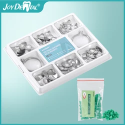 JOY DENTAL 100szt Dental Sectional Contoured Filling Molding Sheet1.398 Matrix Band Forming Clip 40szt Silikonowe kliny