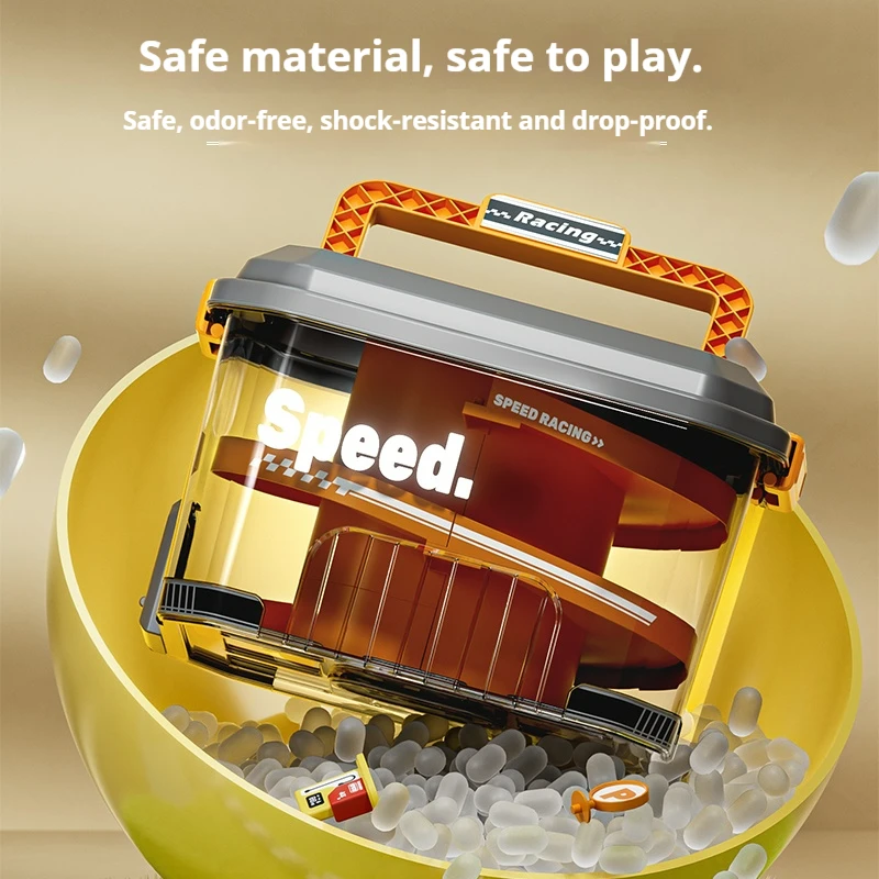 Children's Track Toy Car with Storage Box&Map Alloy Car Parking Lot Assembly Racing Rail Car Toy Kids Educational Toys Boy Gifts