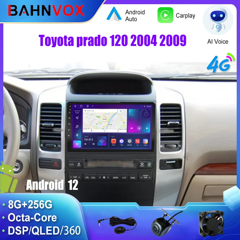 

9" Android 12.0 Car Radio GPS Navigation for Toyota prado 120 2004 2009 Stereo Multimedia Video Player Carplay 4G Head Unit