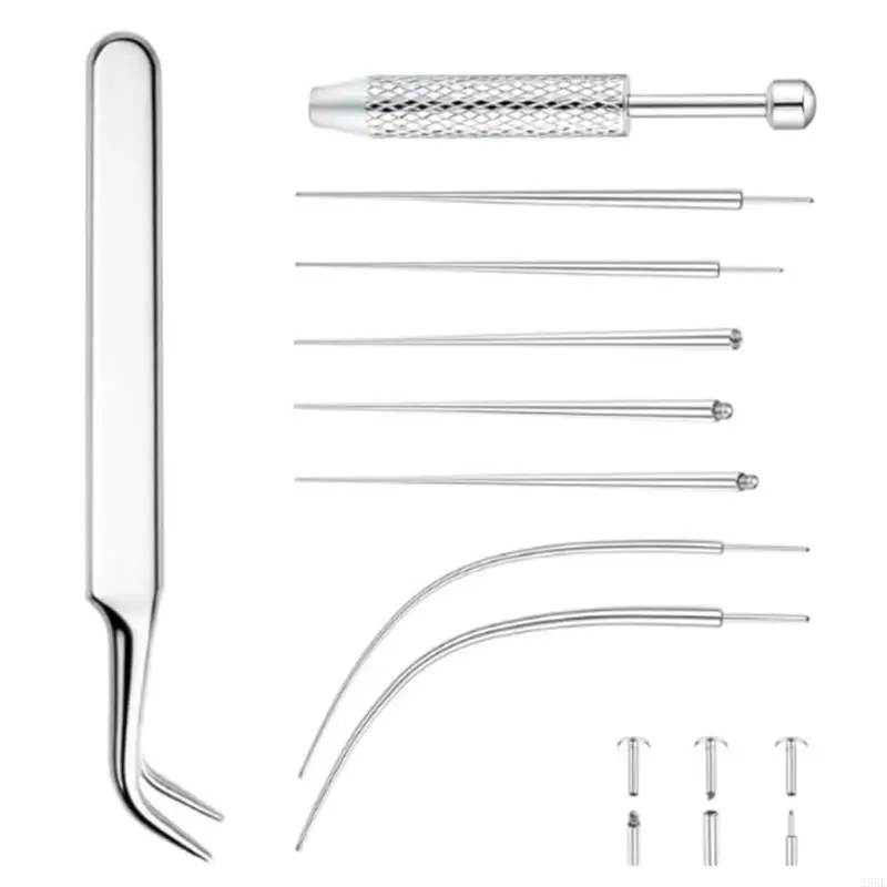 Grasper And Curved Piercing Guide Needle Set For Easy Accurate Body Piercing On Sensitive Skin