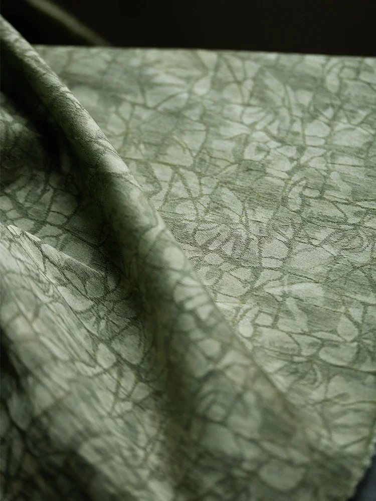 Green Irregular Jacquard Textured Pleated Feeling Fabric Diy Dress Pillow Sofa Clothing Design Fabrics