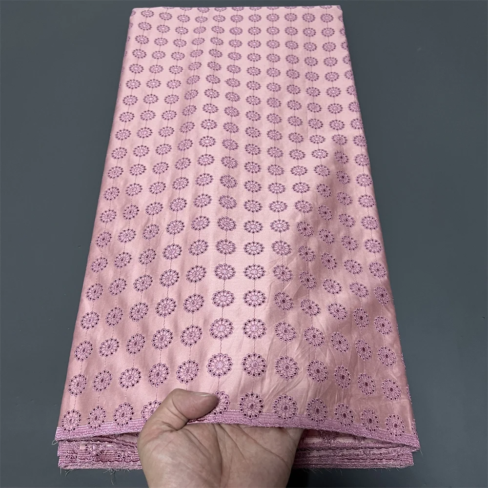 

African Lace Fabric,100% Cotton Fabrics Materials For Clothes,By The Meter,Embroidery,2025,Party Dresses,Tulle,5 Yards