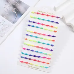 12 Pieces Fashion Rainbow Seven Knot Knitted Bracelet Set for Male and Female Lovers Personalized Lucky Knitted Bracelet