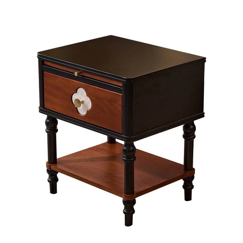 

French retro solid wood bedside table, bedroom storage locker, American simple modern bedside table