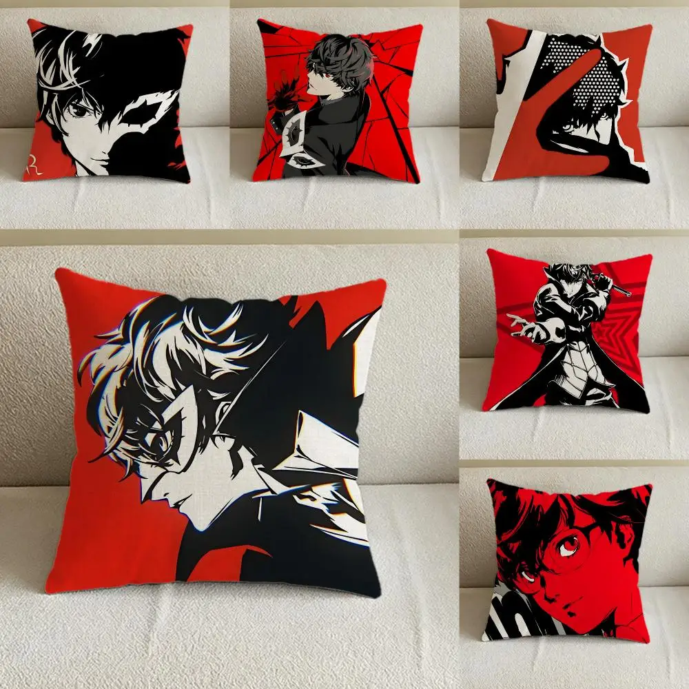Game Persona 5 Cushion Cover Natural Linen Pillowcase Set, All-in-One Decor for Sofa, Bedroom & Chair