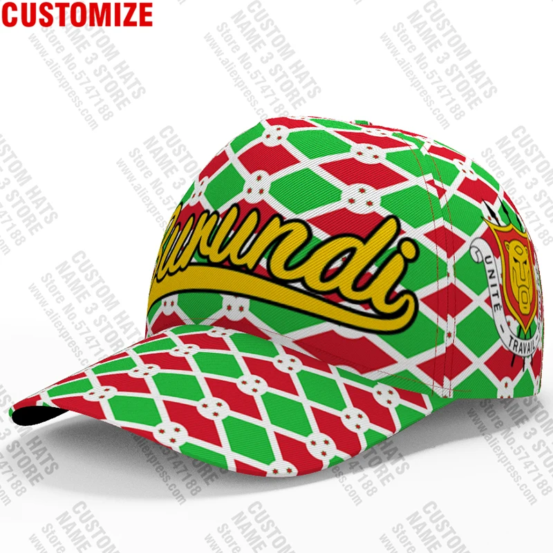 Burundi Male Youth Student Free Custom Name Number Logo Photo Bdi Flag Burundian French Nation Bi Country Diy Text Baseball Cap