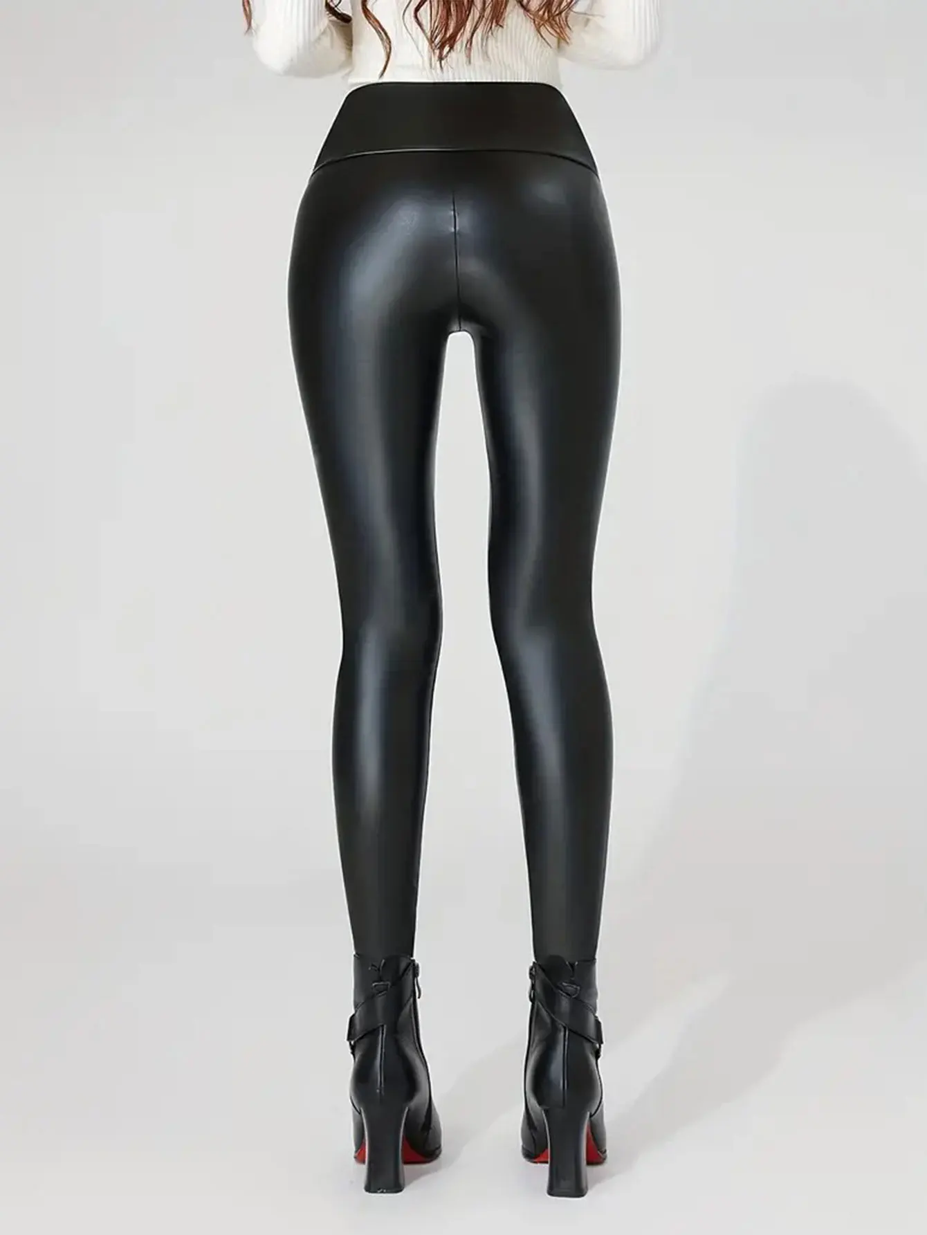 Casual Straight Leg Trousers Full Length Mid Waist Women's Leggings Comfortable Basic Solid Color Stretchy Bottoms