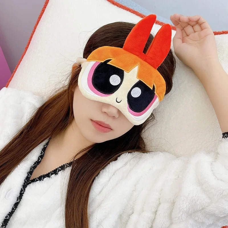 Cute Cartoon The Powerpuff Girls Peripheral Eye Mask Plush Blackout Eye Mask Cute Sleep Blackout Eye Mask Anime Peripheral Gift