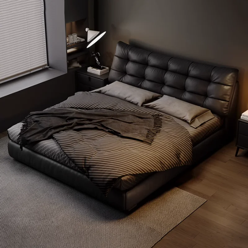 

Modern Leather Bed Bedroom Sleeping Space Saving Luxury Bed Children Double Headboards Storage Letto Matrimoniale Home Furniture