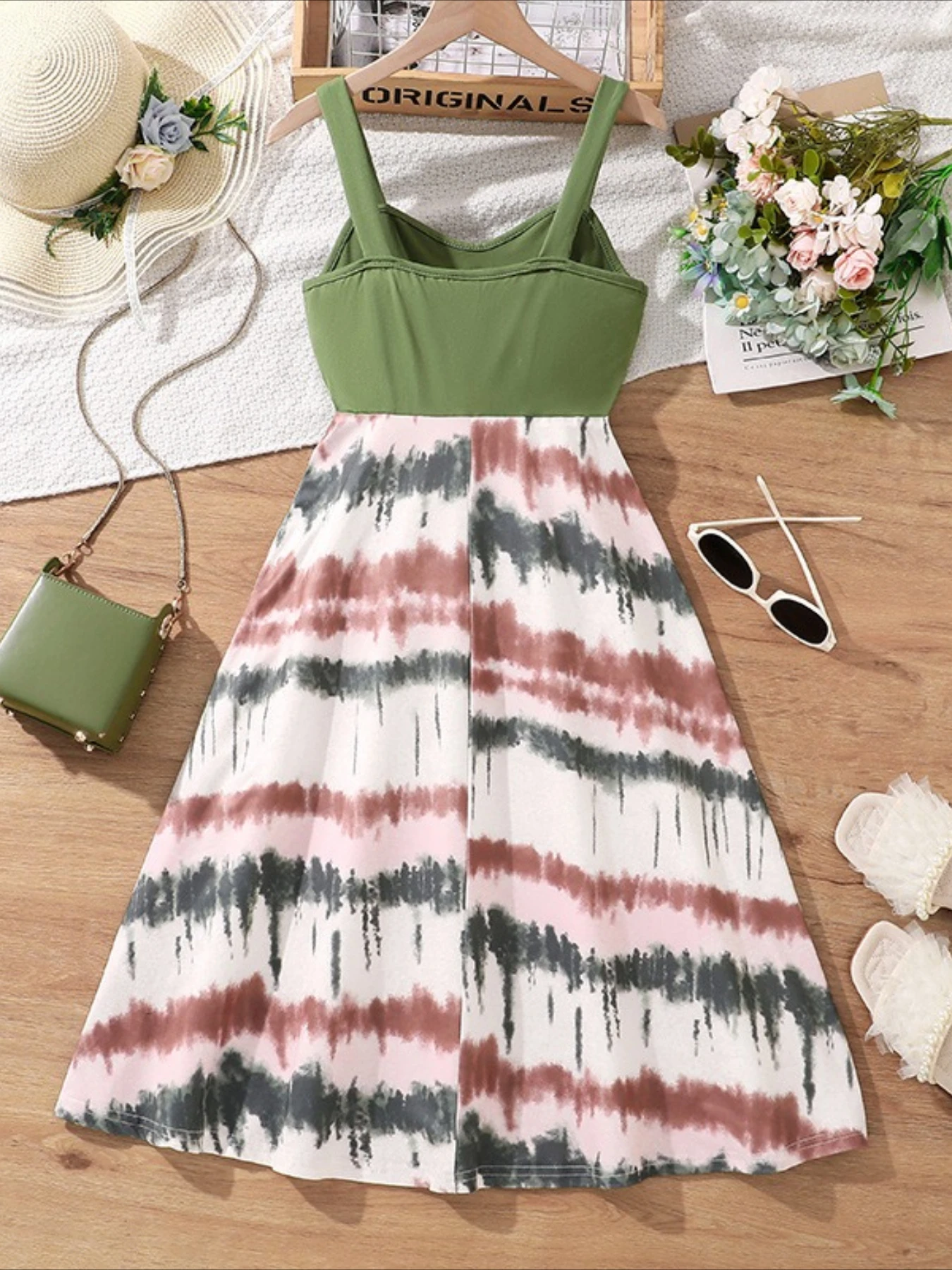 Girls' Summer skirt, New Style for Kids, Sleeveless Spliced Printed Dress for Older Children