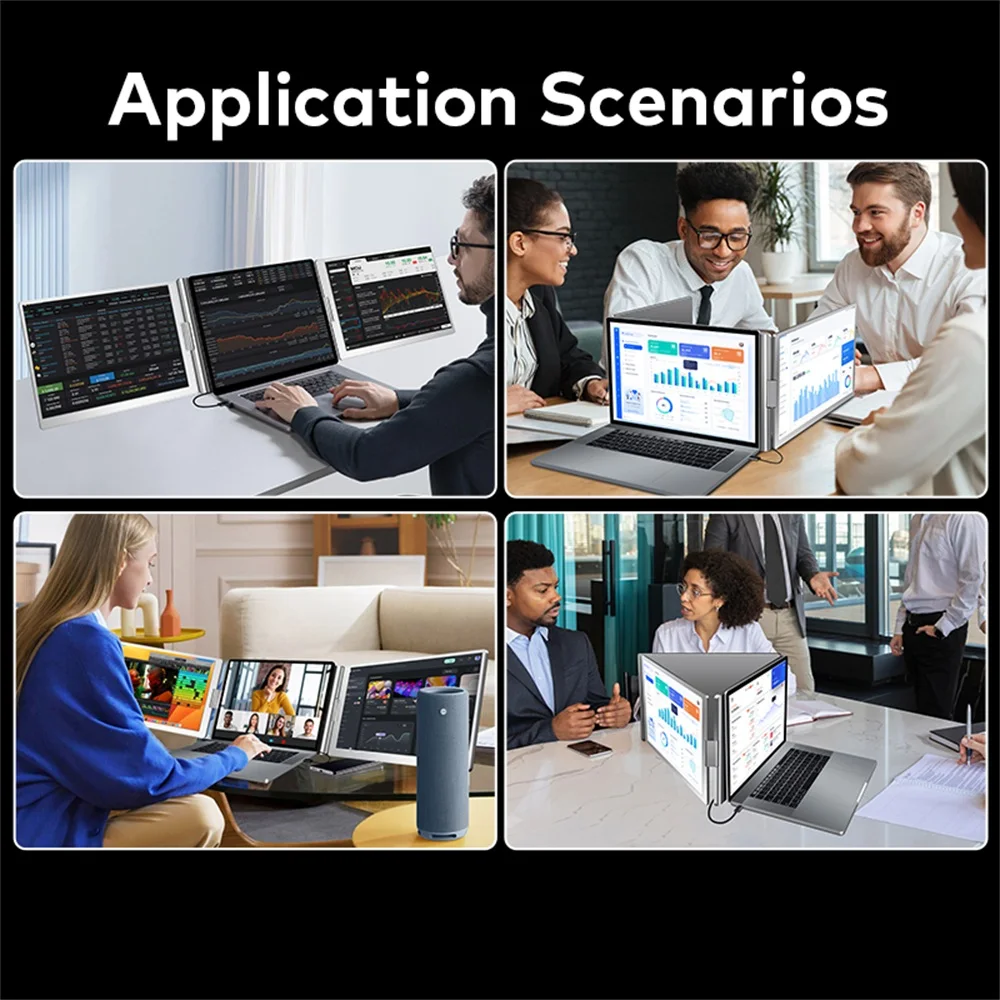 Dual-Screen Display Office Portable Monitor FHD Backlit Notebook Sub-Screen Dual Triple Screen Extender Compatible with All PC