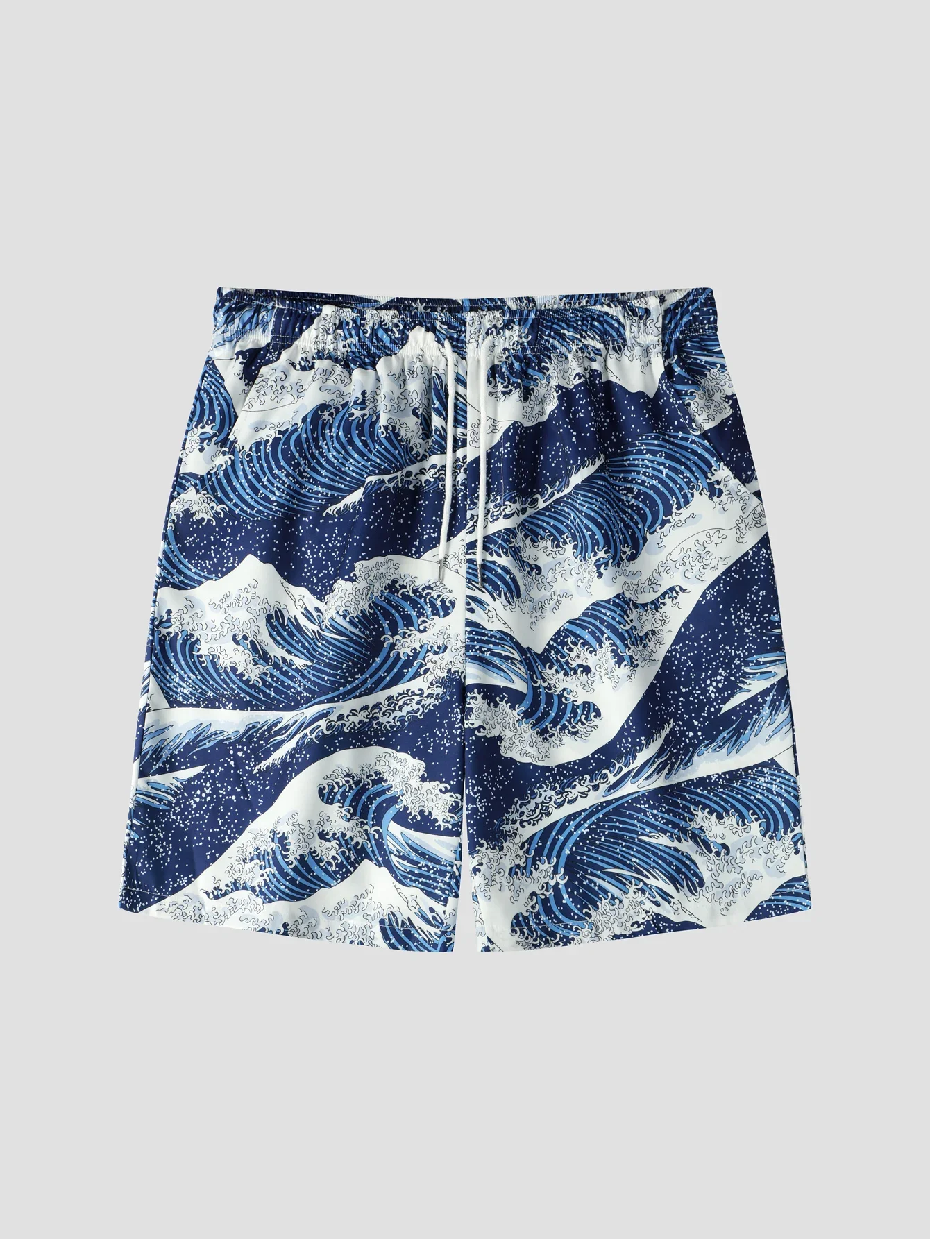 Men's Loose Beach Shorts Activewear Drawstring Quick Dry Anime Sea Waves Print Shorts Lightweight Shorts for Summer Beach Vaca