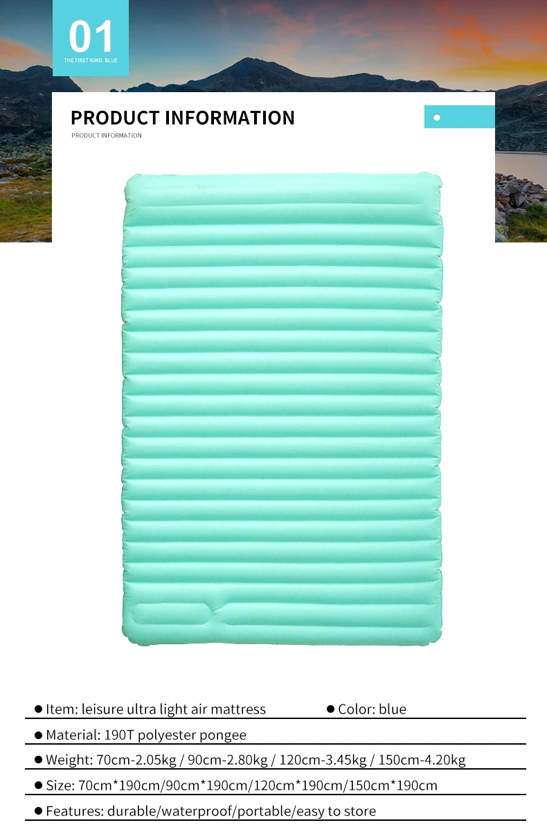 Single Flocking Air Mattress Inflatable Bed Outdoor Camping