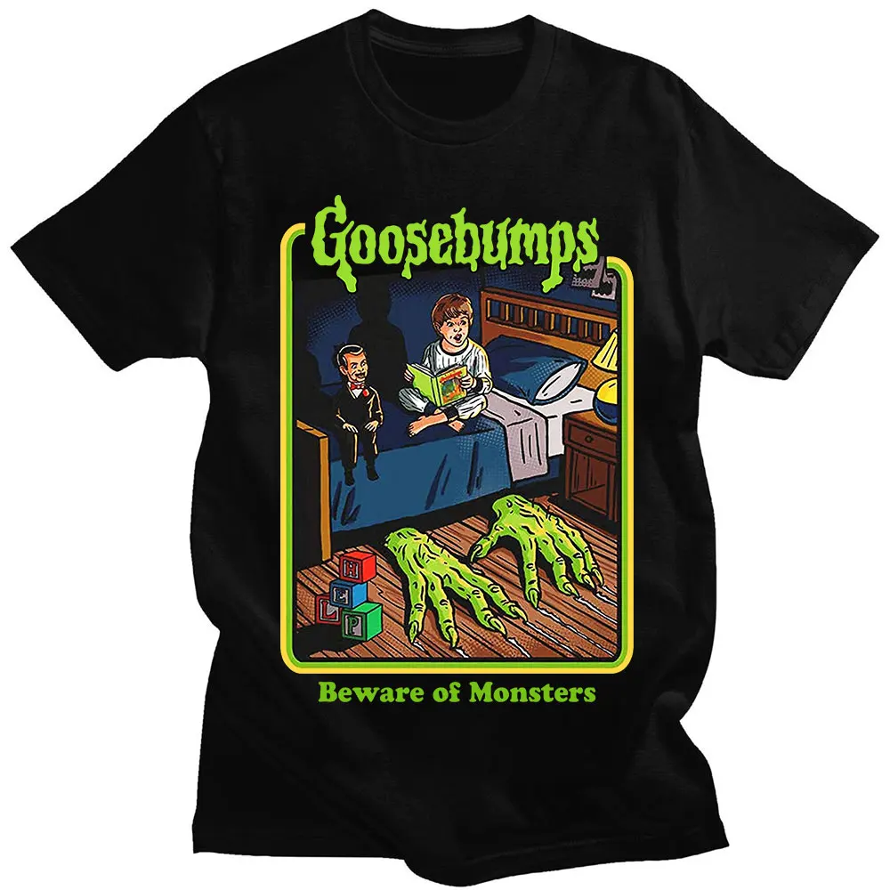 Goosebumps Beware of Monsters Blood Horror Active of T-shirts Men\'s Vintage Anime Oversized T-Shirt Streetwear Unisex Clothing