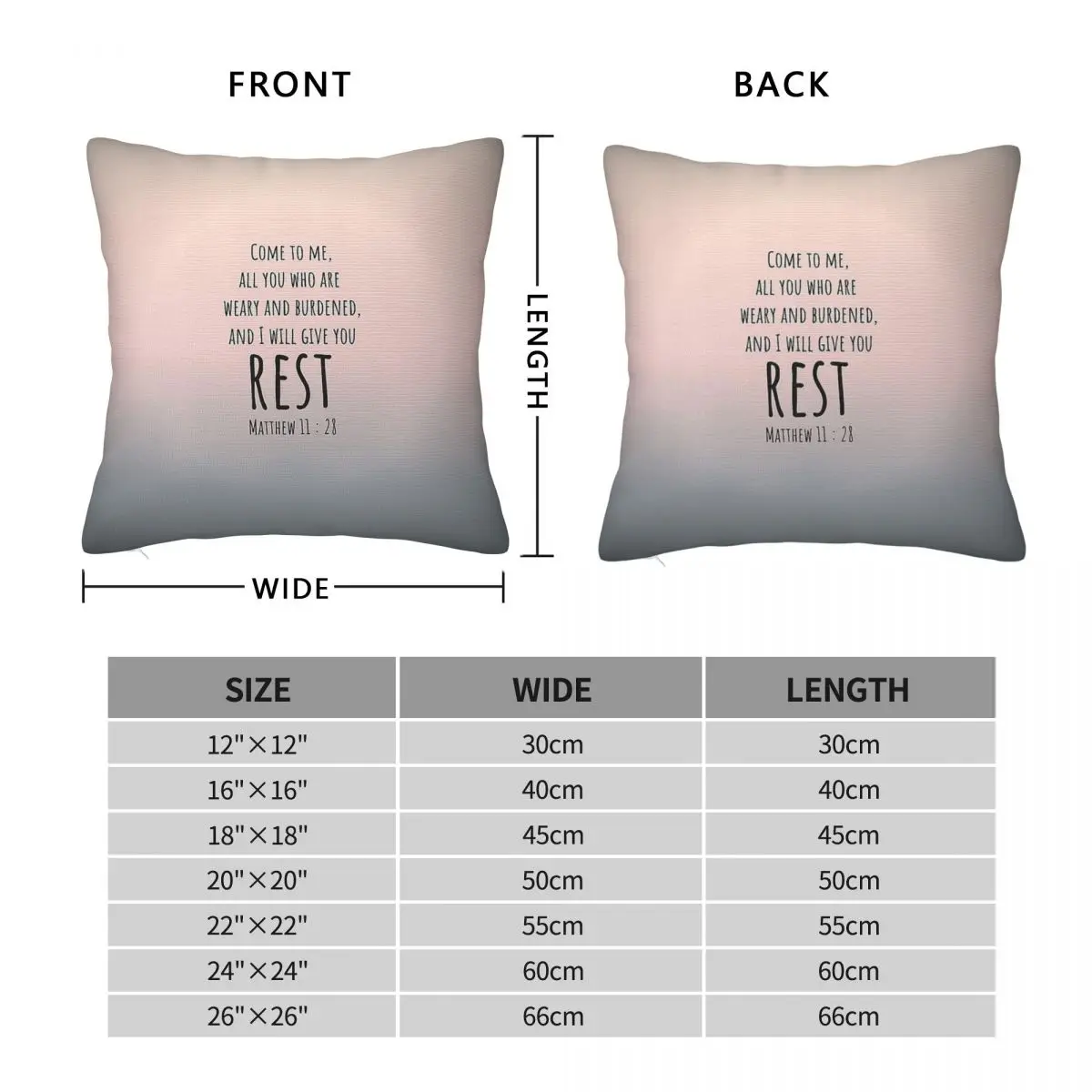 Matthew I Will Give You Rest Bible Square Pillowcase Polyester Linen Velvet Creative Zip Decorative Sofa Cushion Cover 45x45