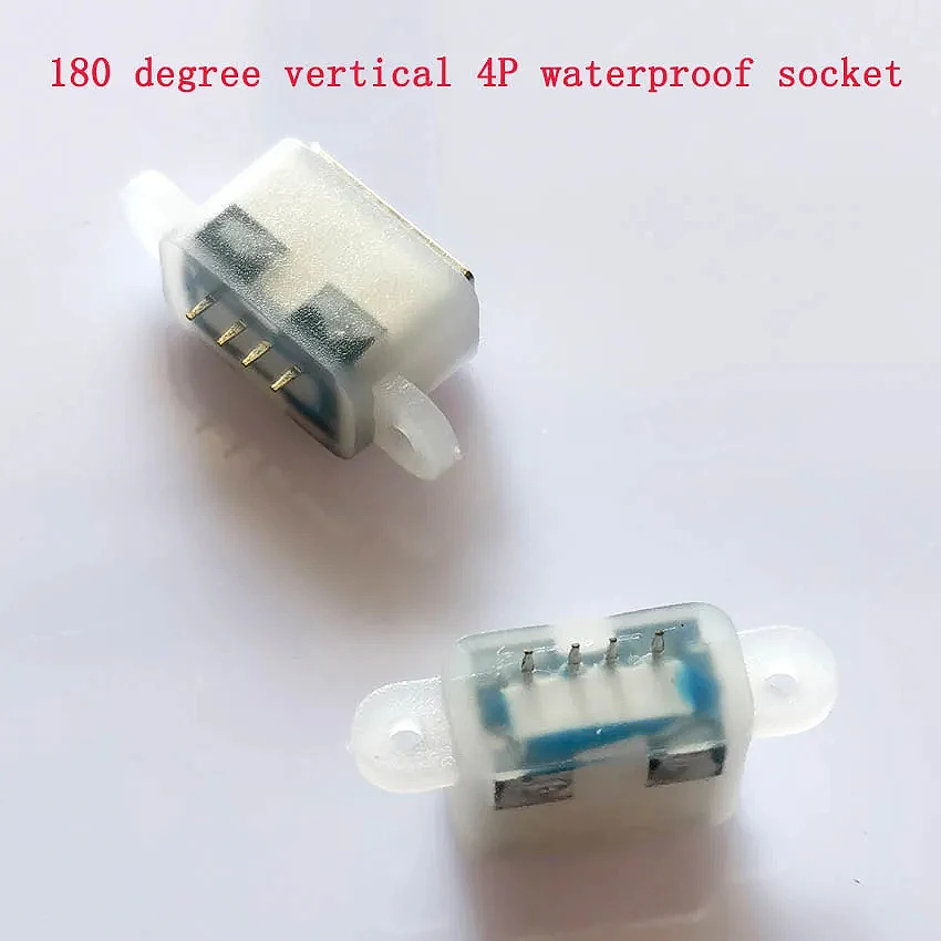 1pcs USB 2.0 waterproof female base 180 degree vertical 4P waterproof female socket type a straight plug 11.5mm white glue