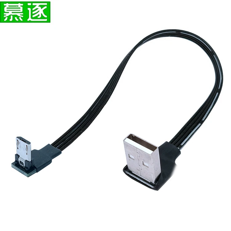 Cable de datos Micro USB macho a USB macho de 90 grados, arriba, abajo, izquierda y derecha, 0,5 m, 1m para teléfono móvil y tableta