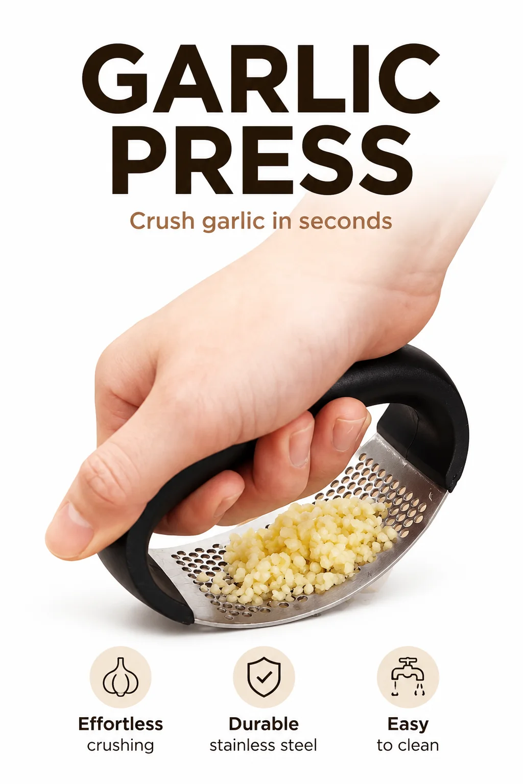 Manual Stainless Steel Garlic Mincer Heavy‑Duty Kitchen Tool, Easy‑to‑Clean Spice Crusher for Ginger Nutmeg Cloves Household Com