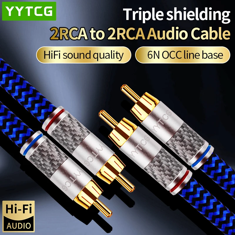 

1 Pair Audio Cable 2 RCA to 2 RCA Interconnect Cables HIFI Stereo High-end 6N OCC Rca Male Cables For Home Theater Amplifier TV