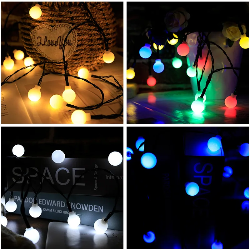 Outdoor Camping Solar Light Ball Decorative Light Camping Tent Camping Atmosphere Light Christmas LED Small Colored Light String